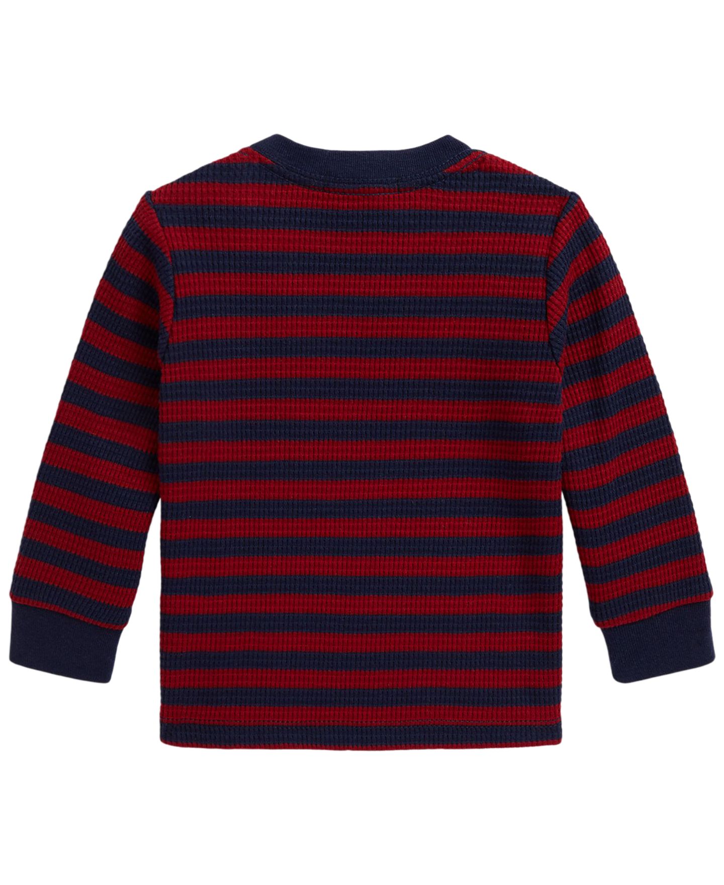 Футболка Polo Ralph Lauren Striped Waffle-Knit Cotton Long-Sleeve T-Shirt для мальчиков-малышей, цвет: Красный / Тёмно-синий — фото 2
