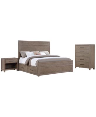 Adler Driftwood Wood 3-Piece Storage Bedroom Set, King