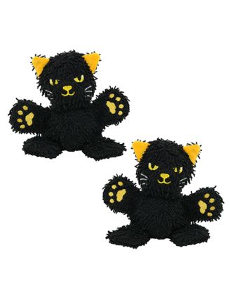 Microfiber Ball Med Cat Black 2 Pack, Durable Squeaky Halloween Dog Toy