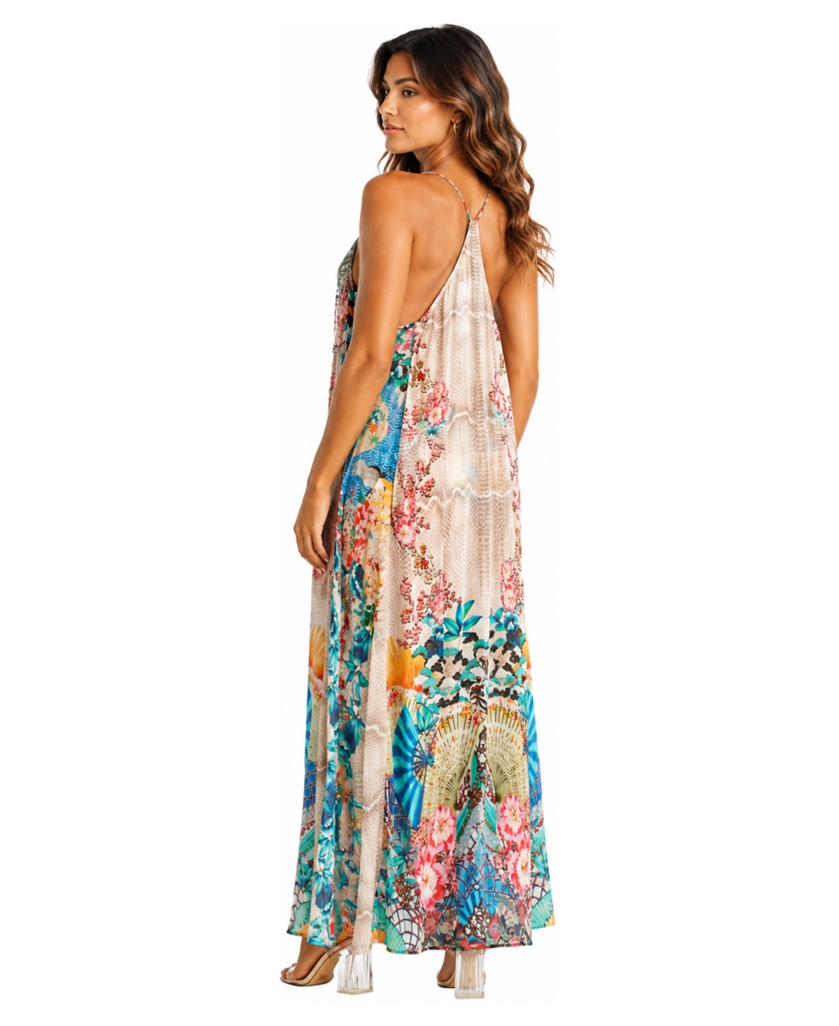 La Moda Clothing Women's Halter Open-Back Floral Maxi Dress