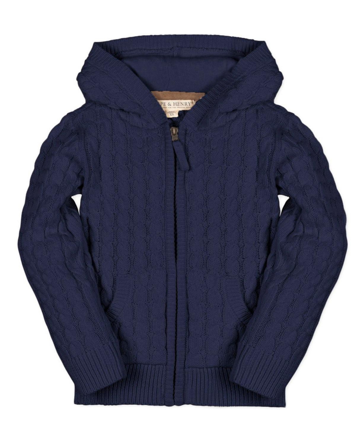 Hope & Henry Little Boys (5-7) Organic Full Zip Hooded Sweater with Elbow Patches