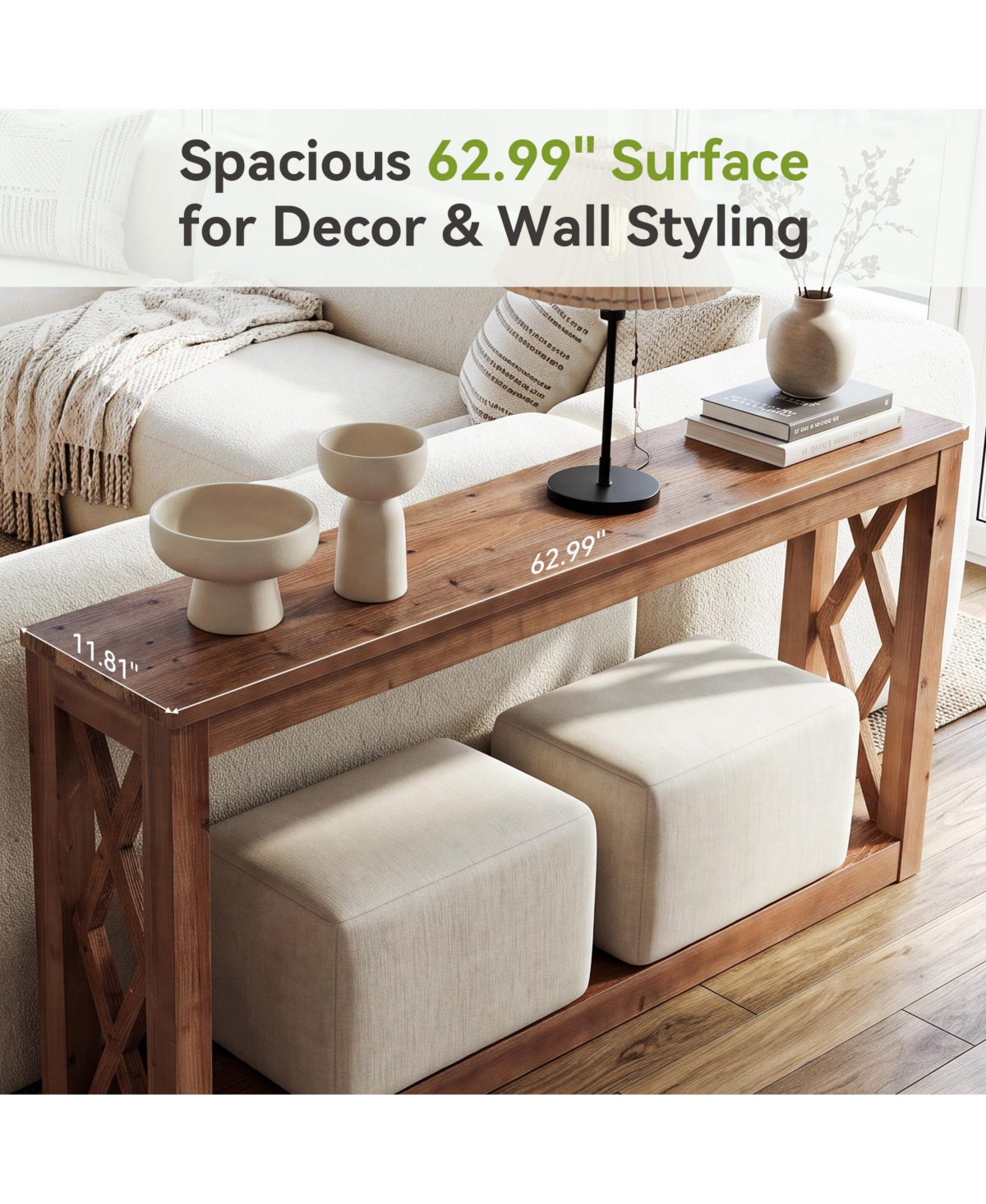 Tribesigns Farmhouse Solid Wood Console Table, Narrow Entryway Table