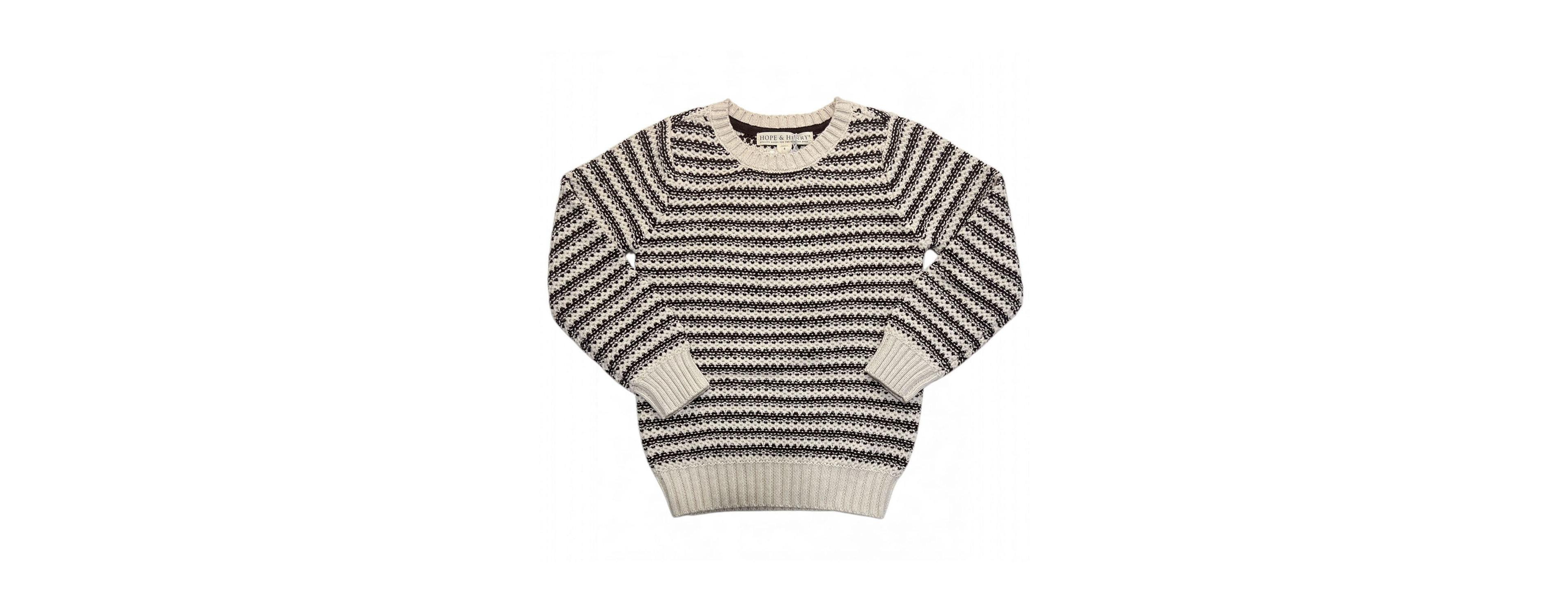 Hope & Henry Little and Big Boys' (5-7) Organic Striped Crew Neck Pullover Sweater