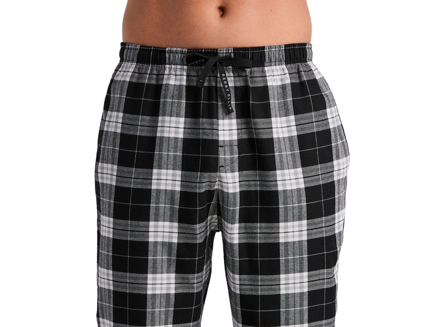Пижамные брюки Drawstring-Waist для мужчин, фланель — Perry Ellis Portfolio, цвет: Чёрный — фото 13