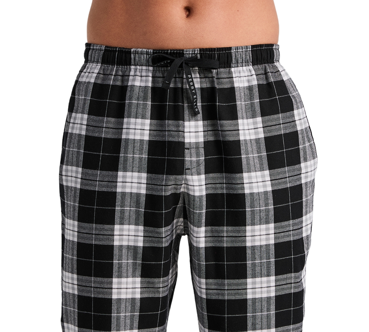 Perry Ellis Portfolio Men's Flannel Plaid Drawstring-Waist Sleep Pants