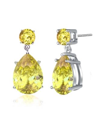 Radiant Sterling Silver White Gold Plated CZ Drop Earrings