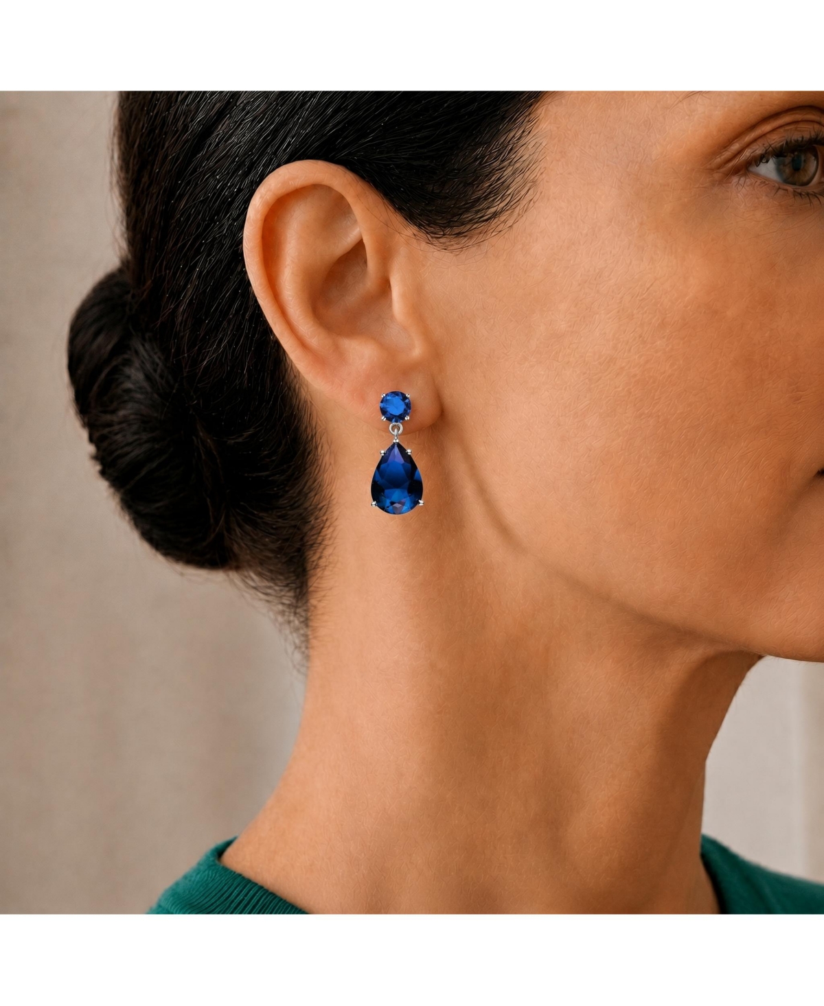 Sterling Silver Oval Shaped Cubic Zirconia Accent Drop Earrings