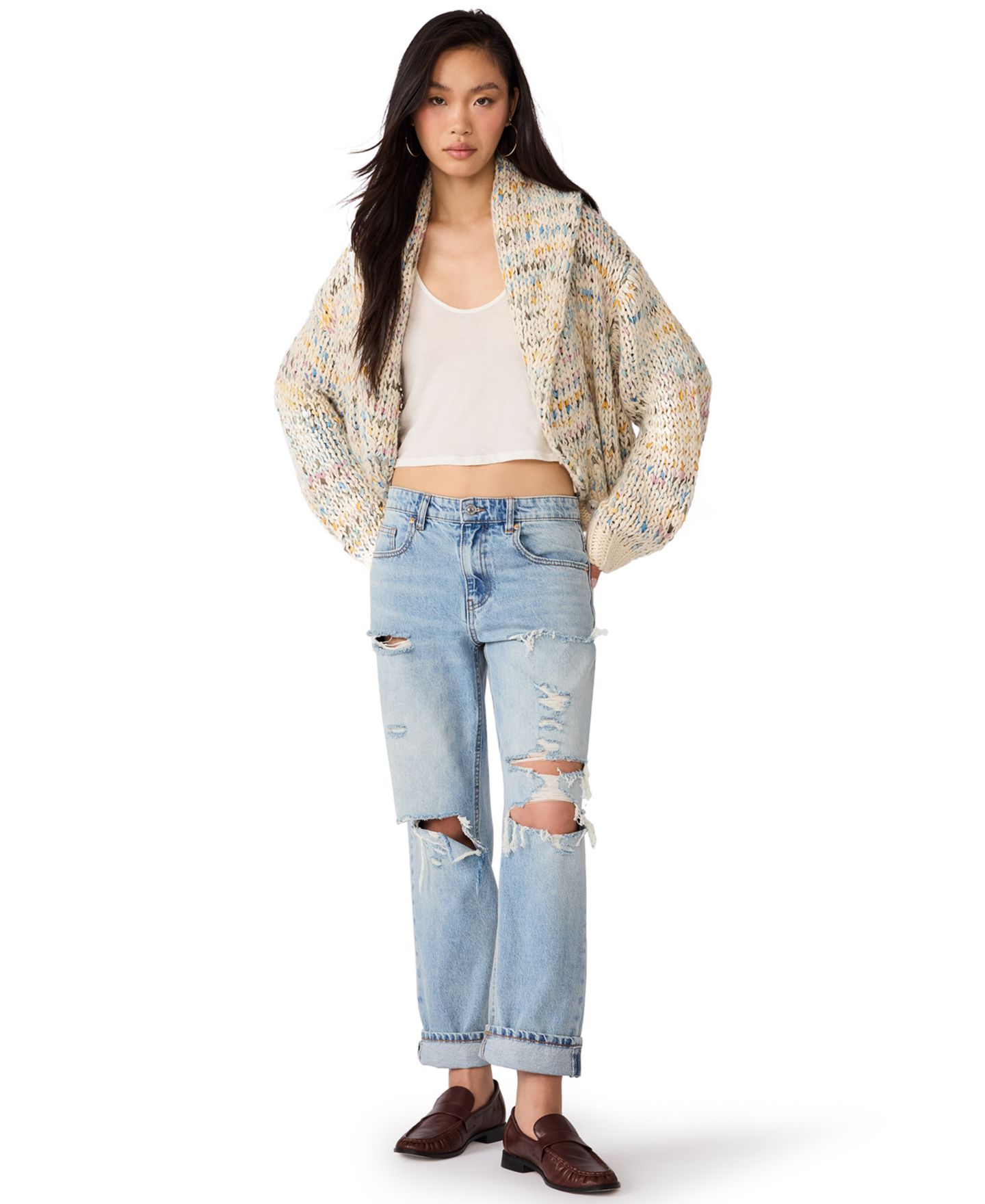 Женский кардиган Steve Madden Enid Shawl-Collar Open-Front Space-Dyed Cardigan, цвет: Разноцветный — фото 2