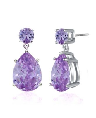 Radiant Sterling Silver White Gold Plated CZ Drop Earrings