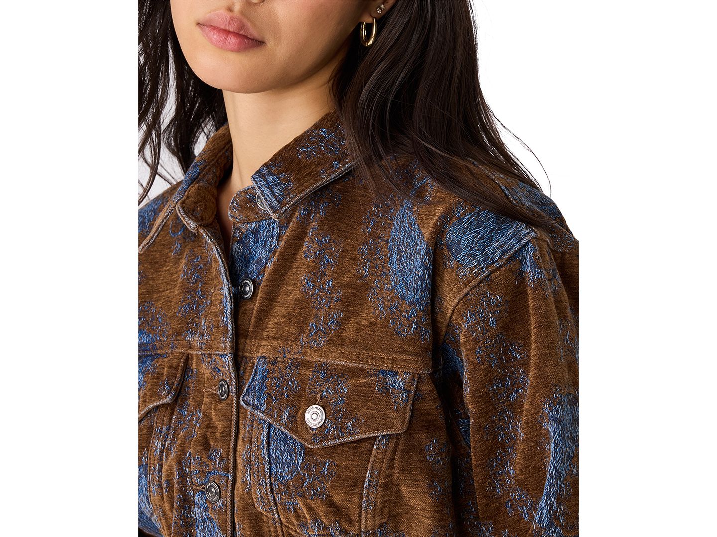 Женская куртка Steve Madden Dove Cropped Corduroy Paisley, цвет: Flocked Jacquard Paisley — фото 4