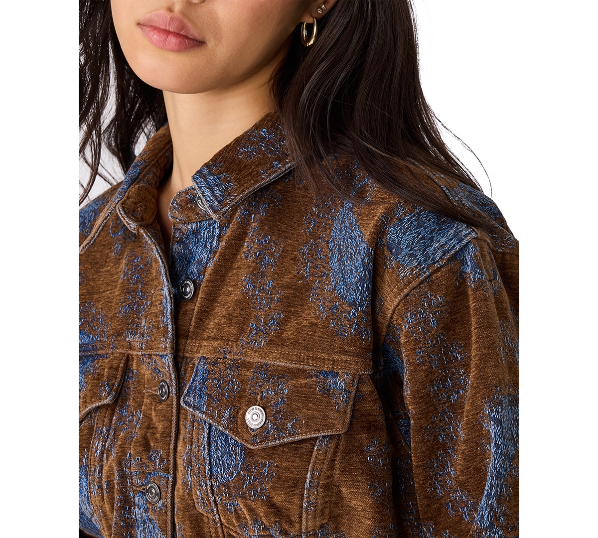 Steve Madden Women's Dove Paisley-Print Cropped Corduroy Jacket