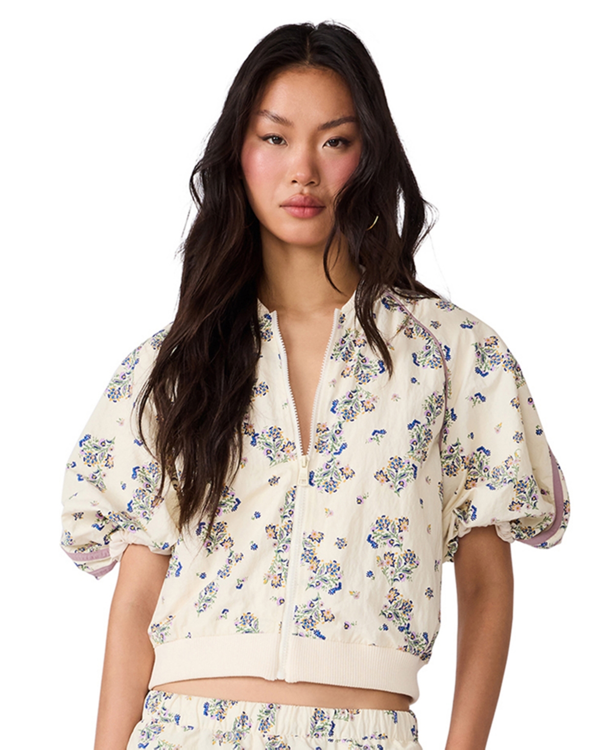 Steve Madden Women's Lyonie Cropped Floral-Print Lightweight Jacket