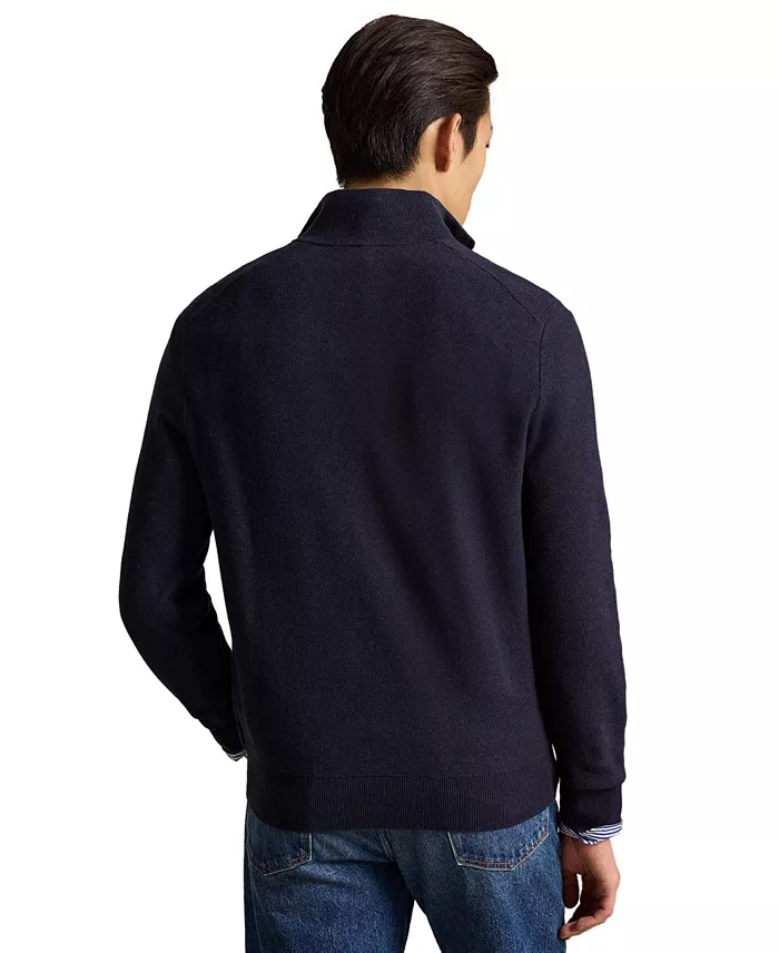 Men's Mesh-Knit Cotton Quarter-Zip Sweater - thumbnail 4