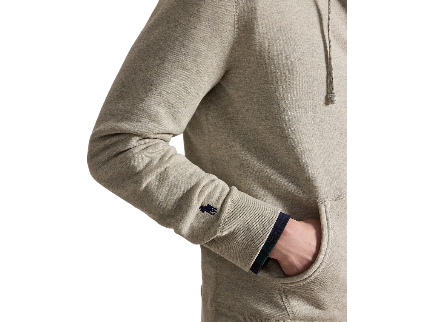 Мужское худи Polo Ralph Lauren Logo Fleece Full-Zip, цвет: Меланжевый — фото 3