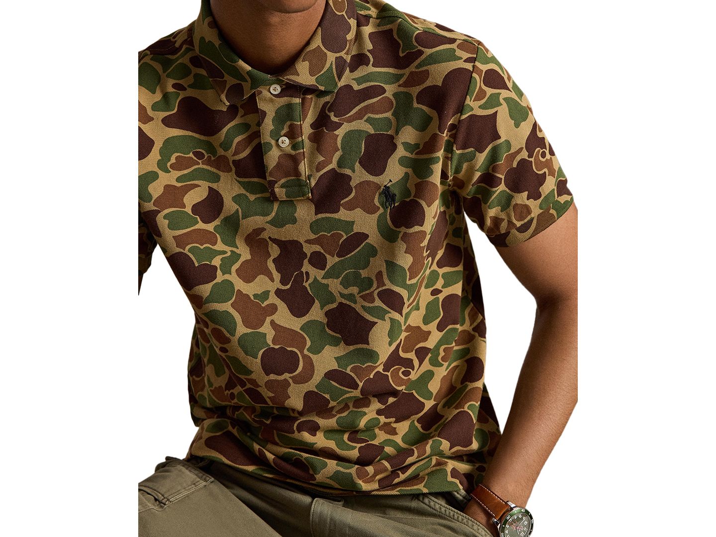 Мужское поло Polo Ralph Lauren Camo Mesh Classic-Fit Polo Shirt, цвет: Камуфляжный — фото 3