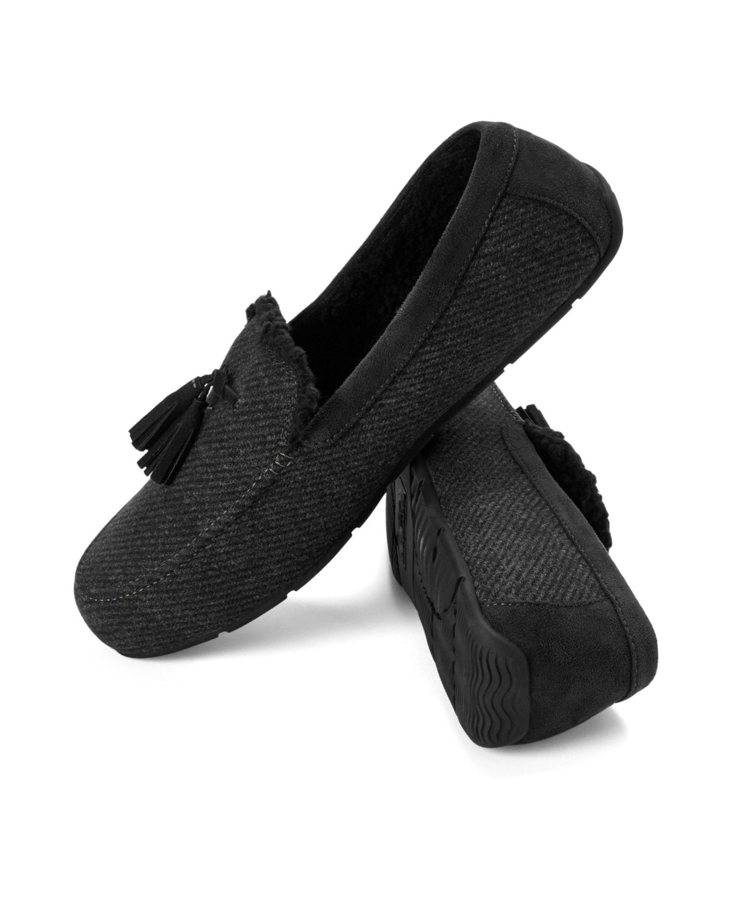 Мужские тапочки Dearfoams Perkins Moccasin Slippers, цвет: Чёрный — фото 7