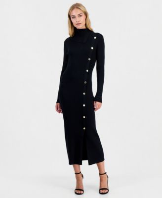 Women's Long-Sleeve Mock-Neck Oversized-Collar Dress