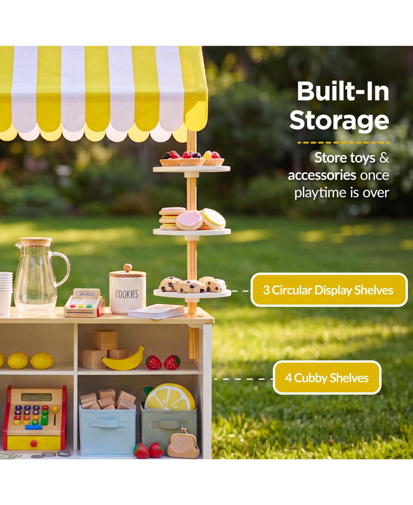 Детские игрушки Best Choice Products Kids Lemonade Stand Canopy Chalkboard Wheels 8-Piece Play Kitchen, Ages 3+ — фото 6