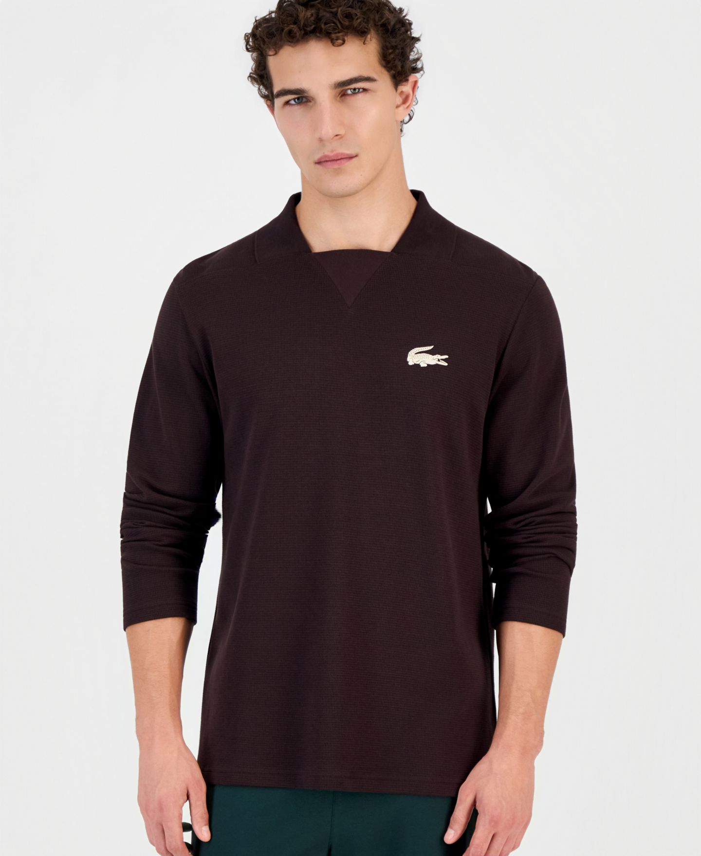 Сорочка для мужчин, V-образный вырез, вафельная ткань — Lacoste, цвет: Buffalo — фото 3