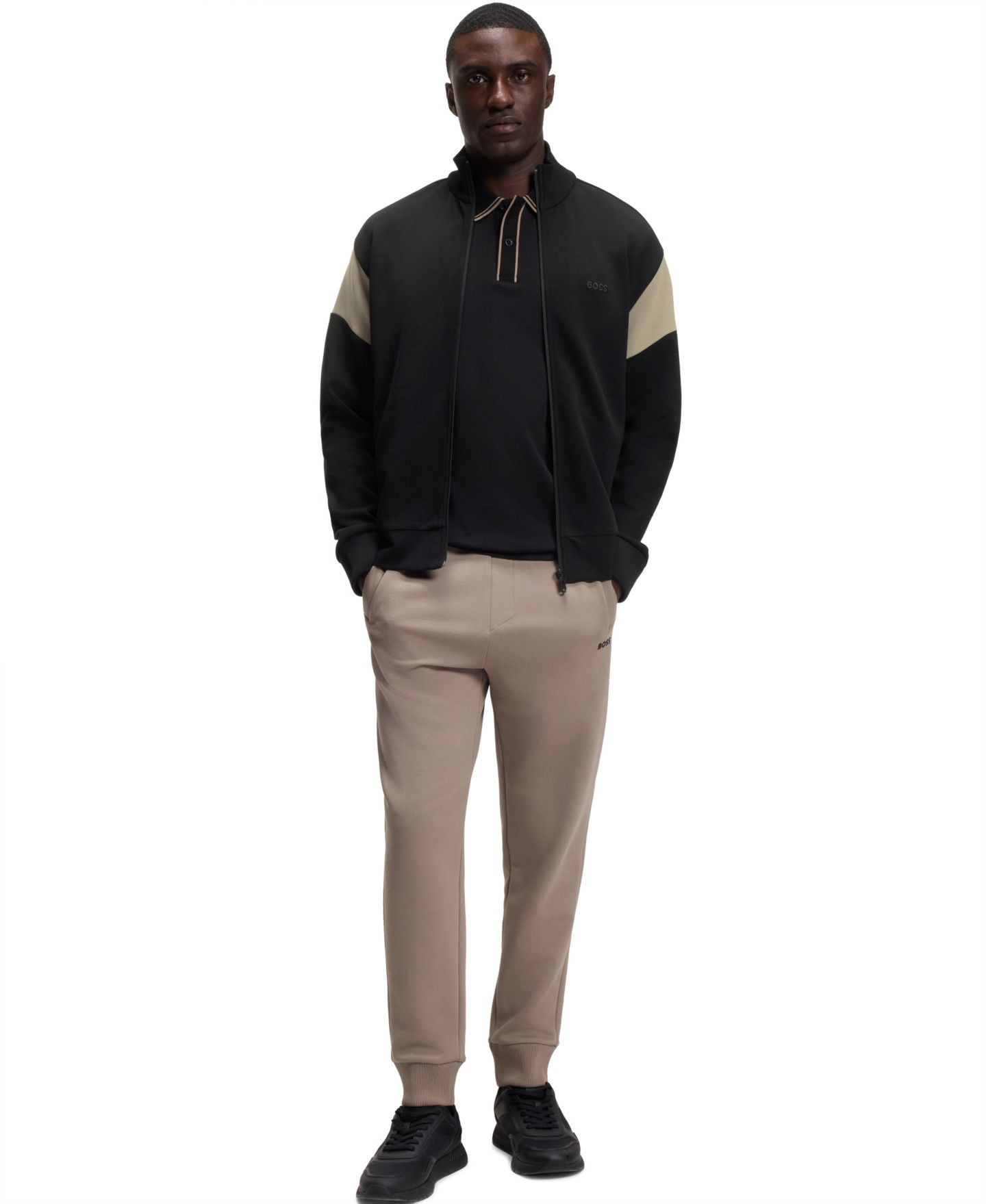 Мужской свитшот Hugo Boss BOSS by Cotton-Blend Regular-Fit, цвет: Чёрный — фото 4