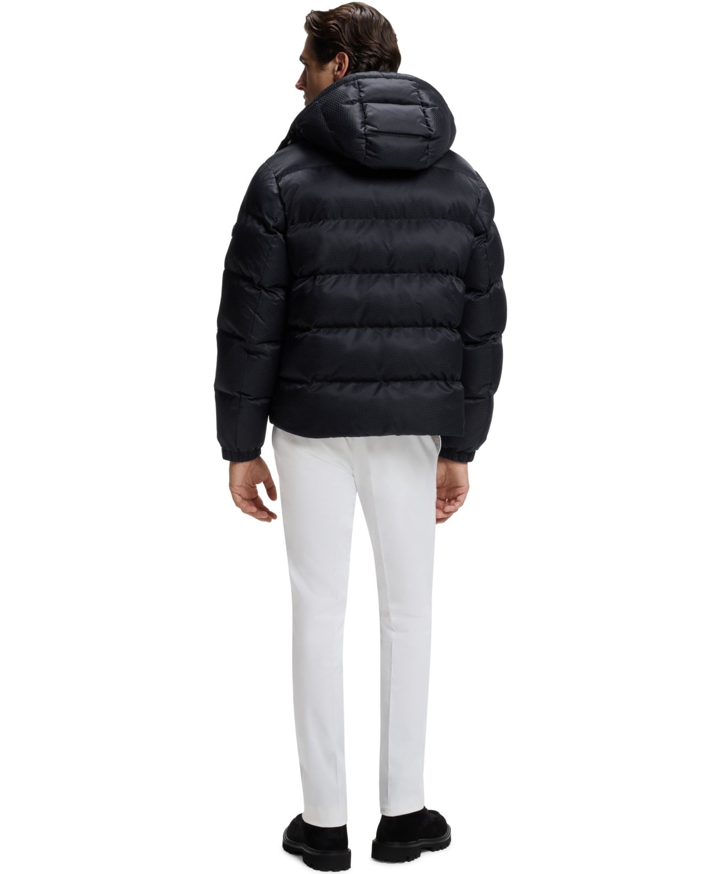 Мужская куртка Hugo Boss Water-Repellent Padded Jacquard, цвет: Тёмный синий — фото 3