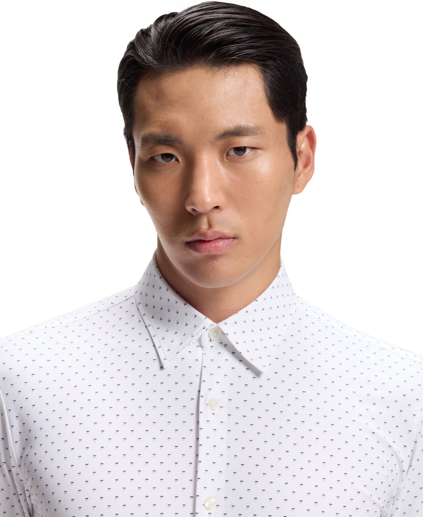 Мужская рубашка Hugo Boss Stretch Jersey Slim-Fit Dress Shirt, цвет: Синий — фото 5