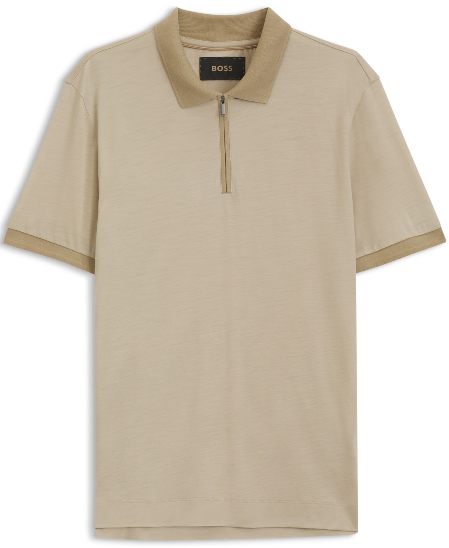 Мужское поло Hugo Boss Wool Regular-Fit Polo Shirt, цвет: Бежевый — фото 3
