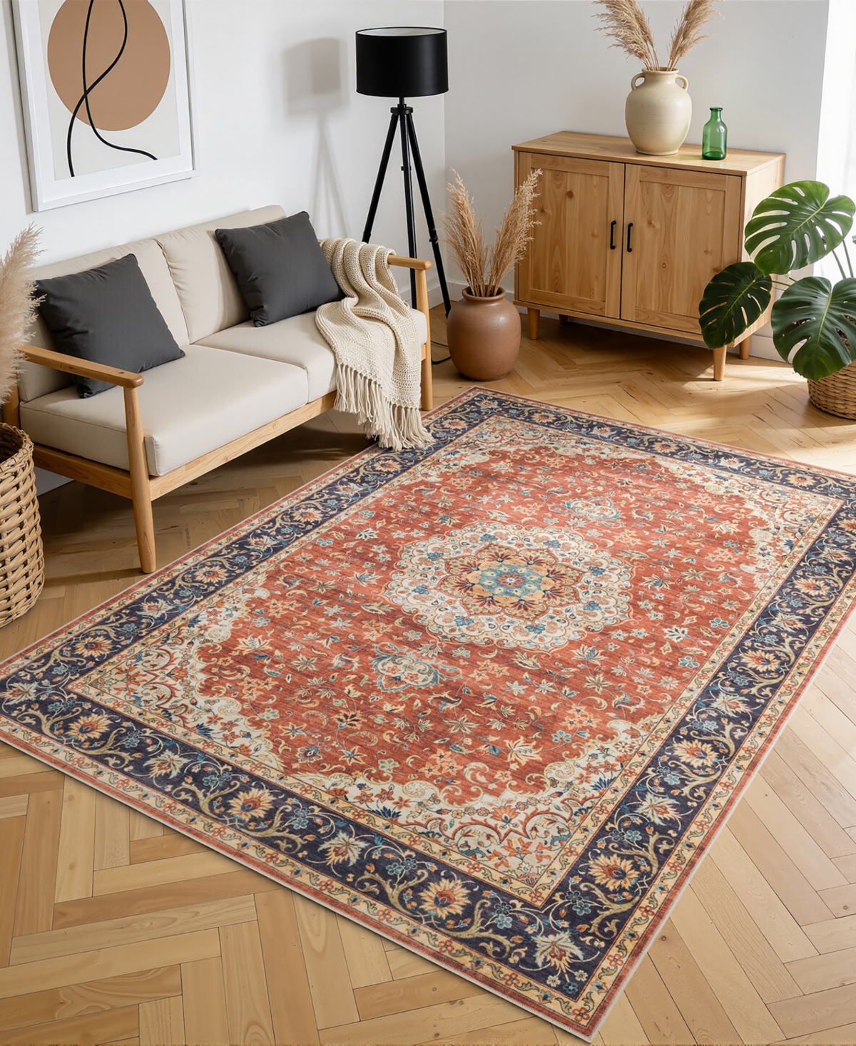 Mink Home Homewell Machine Washable HAM4004 7'10"x9'10" Area Rug