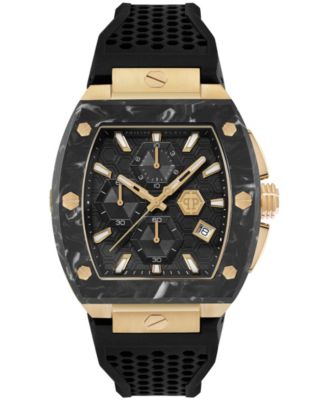 Hexagon Phantom Men's Black Silicone Strap Watch 44mm
