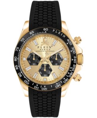 Men's Black Silicone Strap Watch 43mm