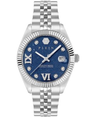 Date Superlative Women's Silver Stainless Steel Bracelet Watch 34mm