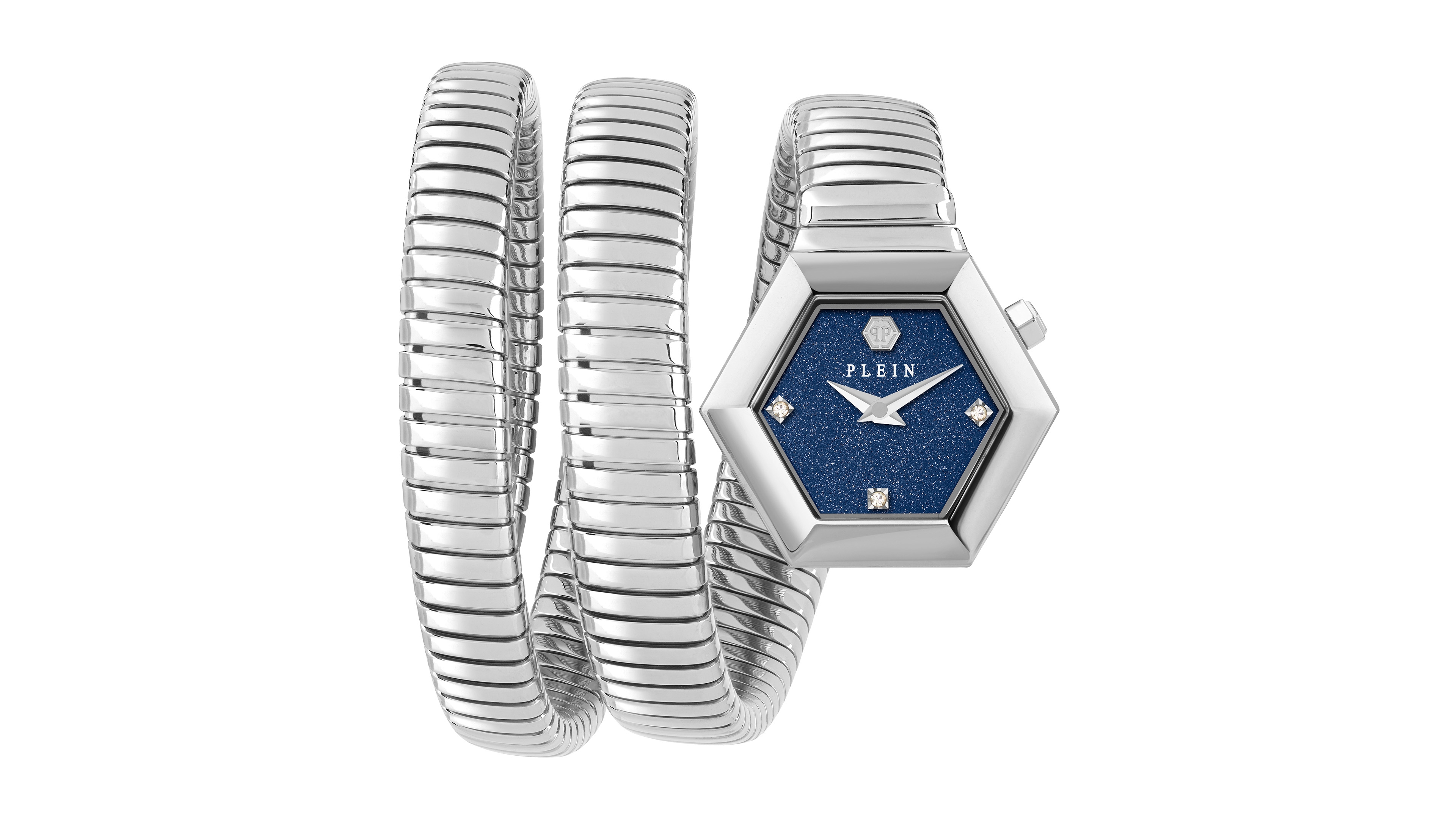 Philipp Plein nake Hexagon Women's Silver Stainless Steel Bracelet Watch 24mm