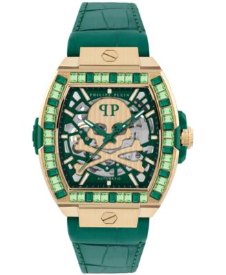 Skeleton 2.0 Men's Green Calf Leather Strap Watch 44mm