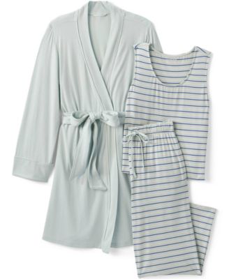 Women's Cooling 3 Piece Pajama Set - Tank Crop and Robe