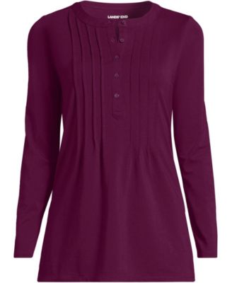 Women's Long-Sleeve Henley Pintuck Tunic