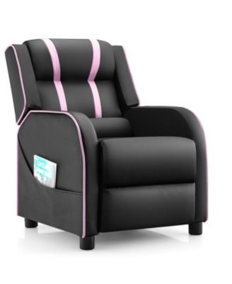 Kids Recliner Chair with Adjustable Backrest Footrest and Side Pockets