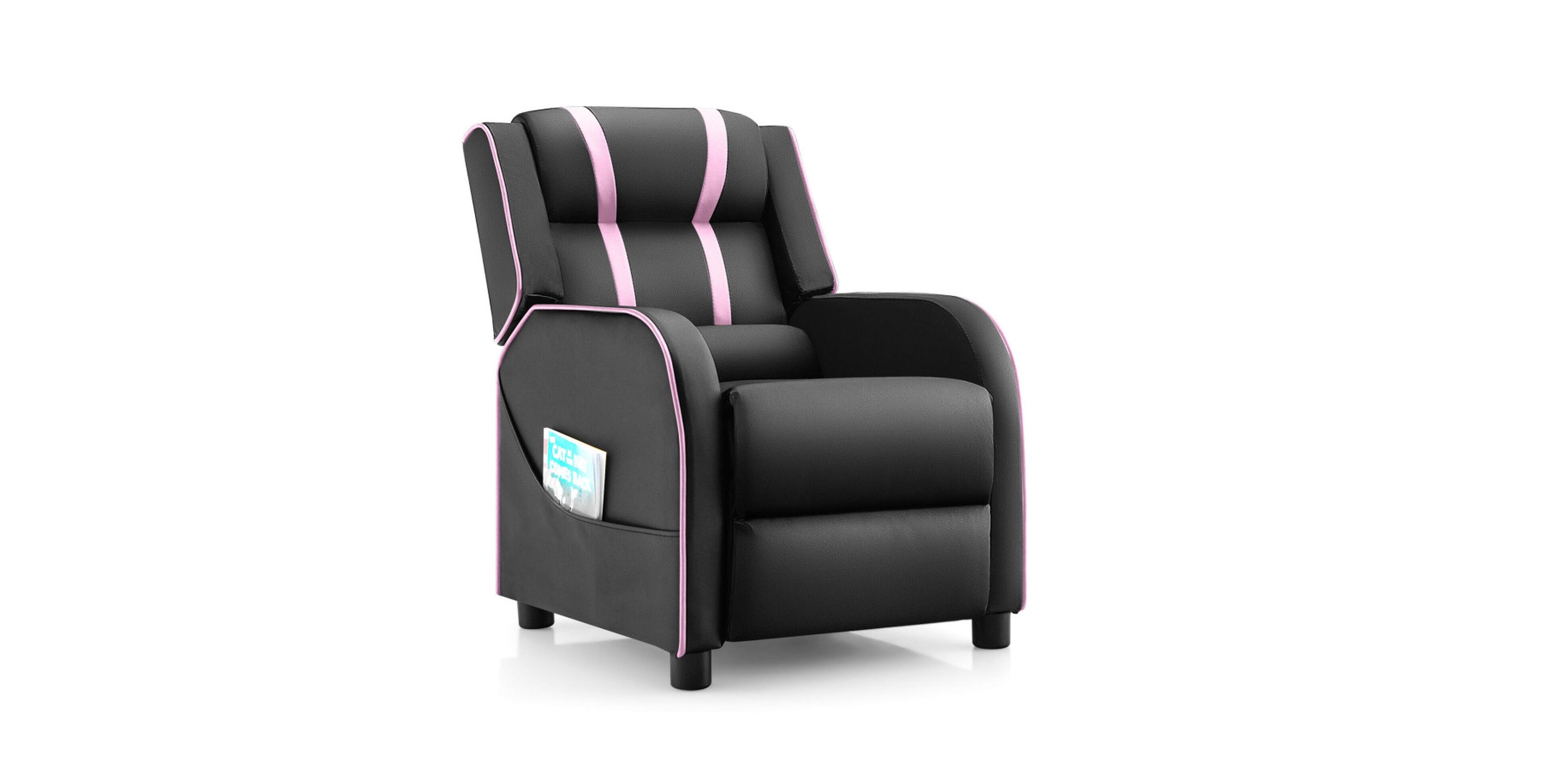Gouun Kids Recliner Chair with Adjustable Backrest Footrest and Side Pockets