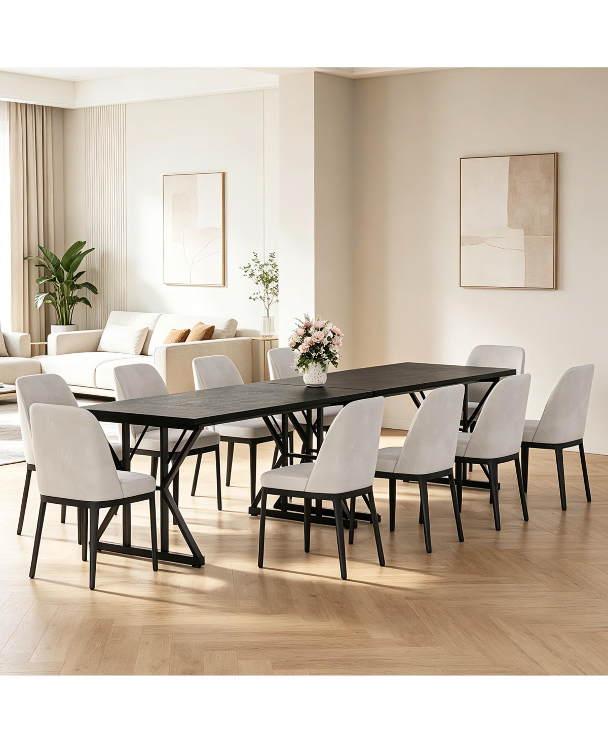 gaomon 71-in Modern Industrial Dining Table for 4-6 People Rectangular Kitchen Table with Waterproof Wood Top and Robust Metal Frame for Home Office