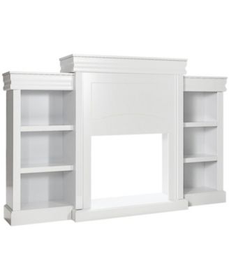 70 Inch Fireplace Media Console with 6-Shelf Bookcase Storage