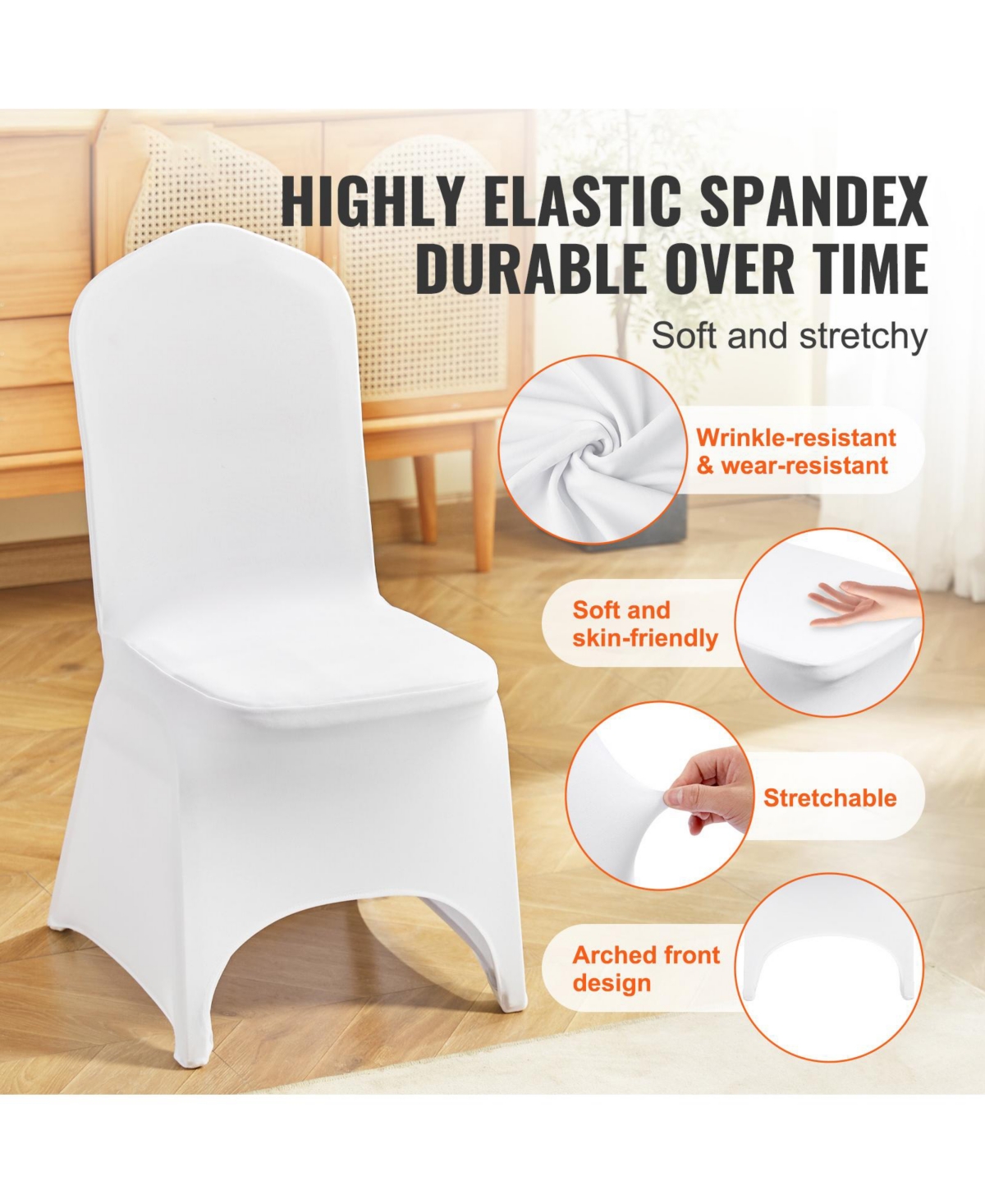 Sugift 100 Pieces Stretch Spandex Folding Chair Covers Universal Fitted Removable Washable Slipcovers