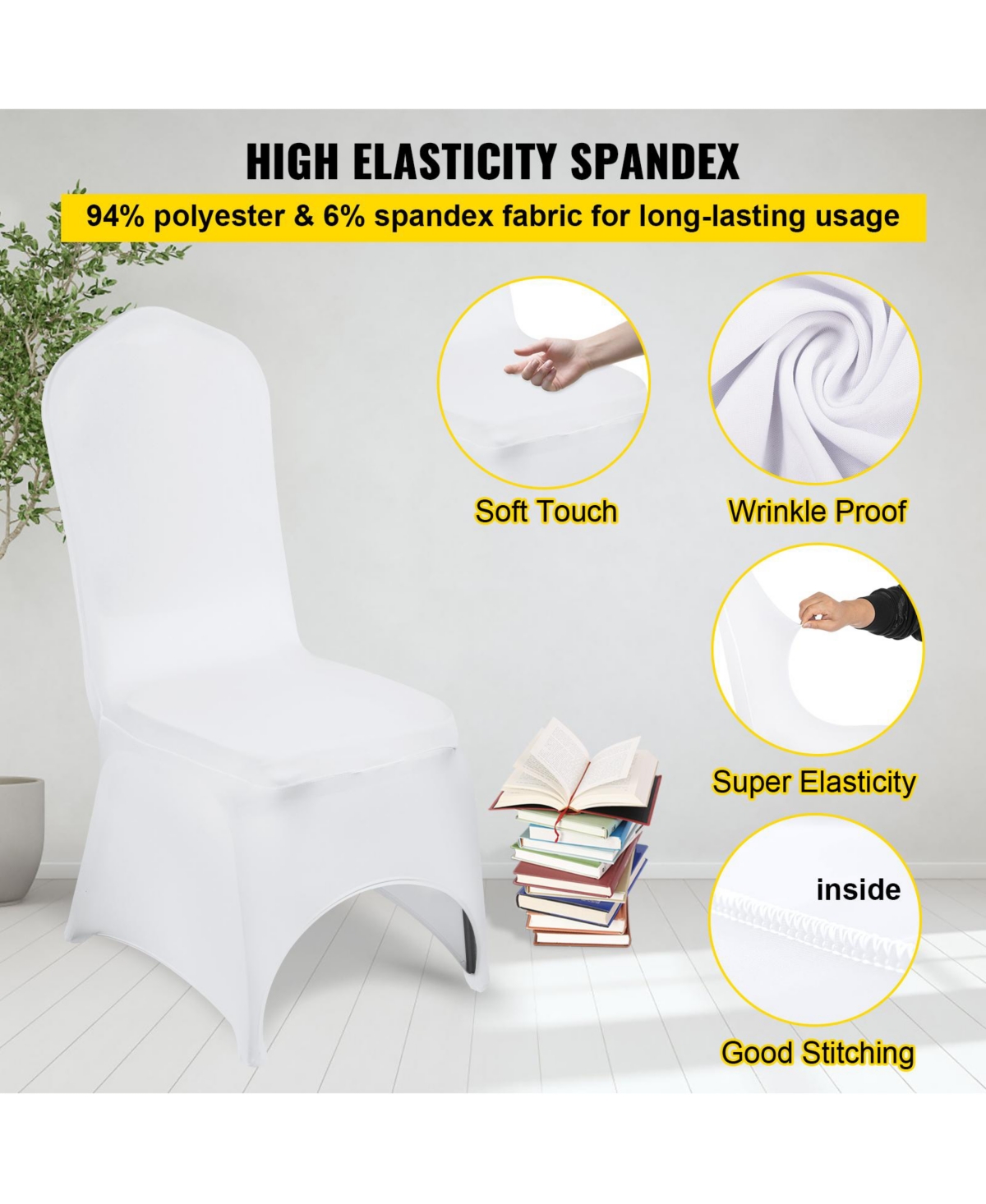 Sugift 50Pieces Stretch Spandex Folding Chair Covers Removable Washable Protective Slipcovers for Events