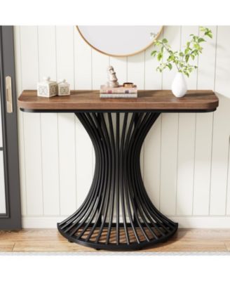 39" Industrial Console Table with Geometric Base