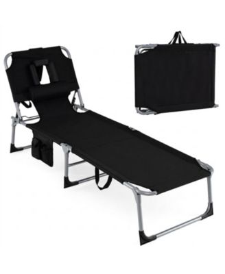 Set of 2 Portable Tanning Chaise Lounge Chair with 4-Position Adjustable Back