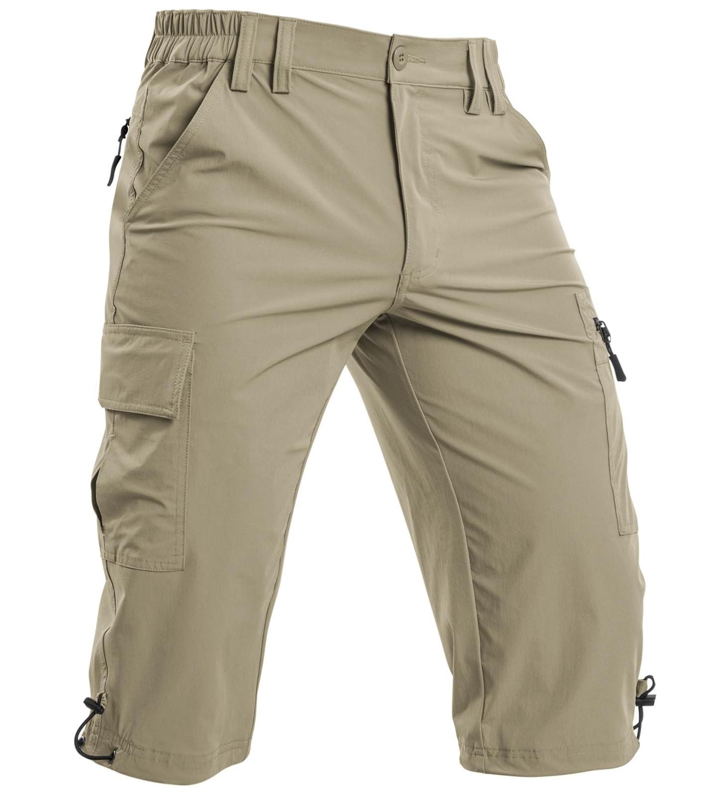 Мужские шорты Piscifun Quick Dry Capri Cargo Shorts 5 Pockets Hiking Fishing Athletic Wear, цвет: Зелёный, вариант 1 — фото 1