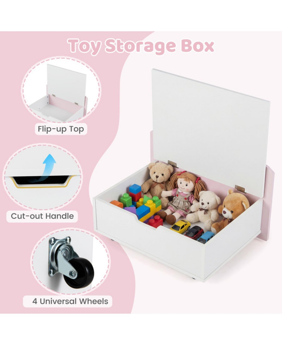 Sugift Scalloped Kids Bookshelf and Toy Storage Organizer with Movable Bin