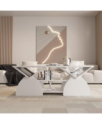 47.24 Inch Rectangular Storage Coffee Table
