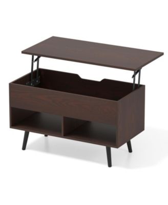 Lift-Top Coffee Table with Hidden Storage and Open Shelves