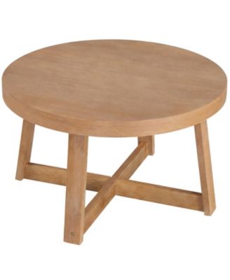  Round Farmhouse Accent Coffee Table with Reinforced X-Base