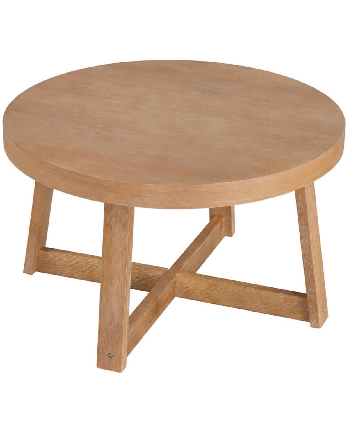 Gouun Round Farmhouse Accent Coffee Table with Reinforced X-Base