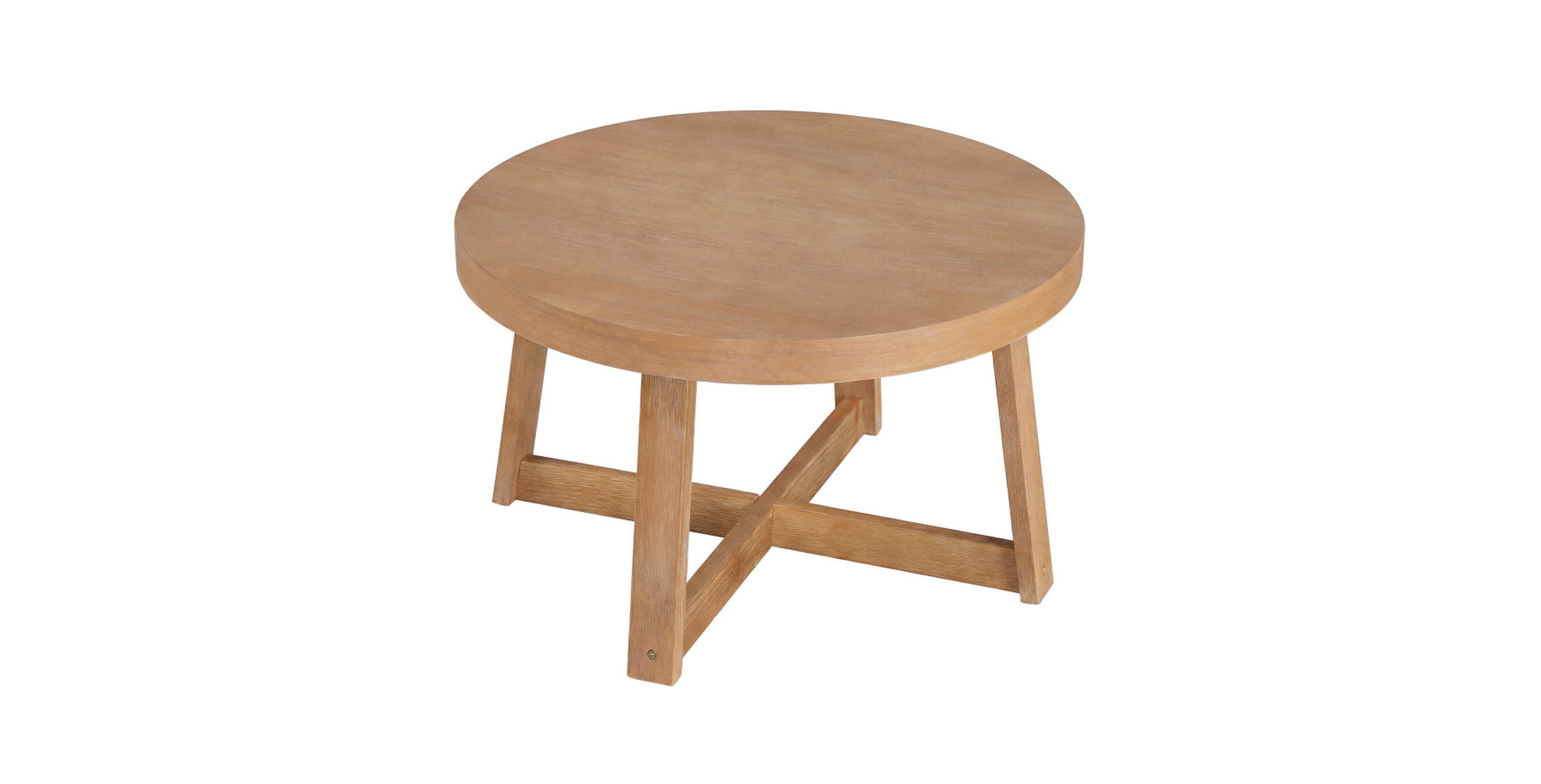 Gouun Round Farmhouse Accent Coffee Table with Reinforced X-Base